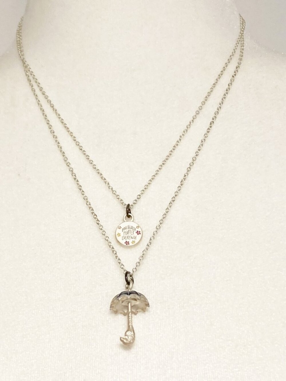 Disney Mary Poppins Returns Silver Tone Layered Pendant Necklace